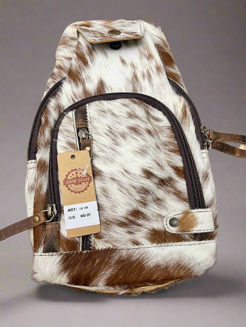 Genuine Hair on Hide Sling Bag - Cowhide and Conchos