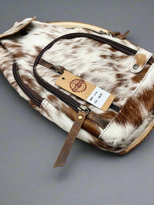 Genuine Hair on Hide Sling Bag - Cowhide and Conchos