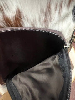 Genuine Hair on Hide Sling Bag - Cowhide and Conchos