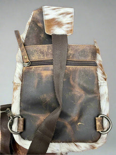 Genuine Hair on Hide Sling Bag - Cowhide and Conchos