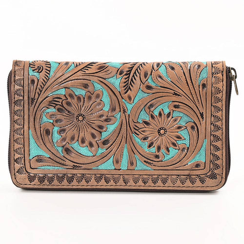 Genuine Leather Western Wallet - Cowhide and Conchos