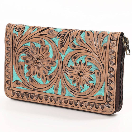 Genuine Leather Western Wallet - Cowhide and Conchos