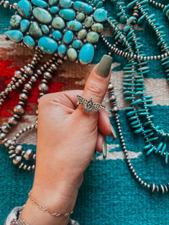 Geo Thunderbird Ring - Cowhide and Conchos