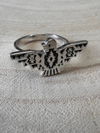 Geo Thunderbird Ring - Size 7 - Cowhide and Conchos