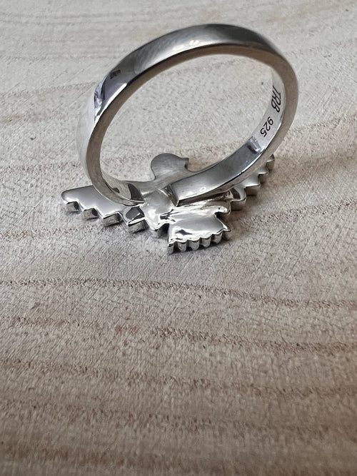 Geo Thunderbird Ring - Size 7 - Cowhide and Conchos
