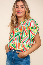 Geometric Notch Neck Top - Medium available - Cowhide and Conchos