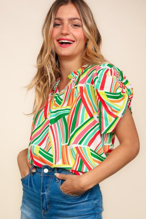 Geometric Notch Neck Top - Medium available - Cowhide and Conchos