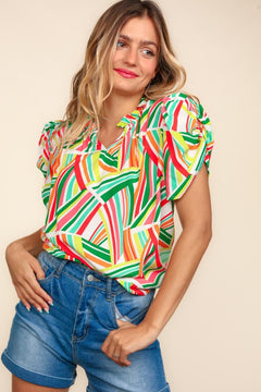 Geometric Notch Neck Top - Medium available - Cowhide and Conchos