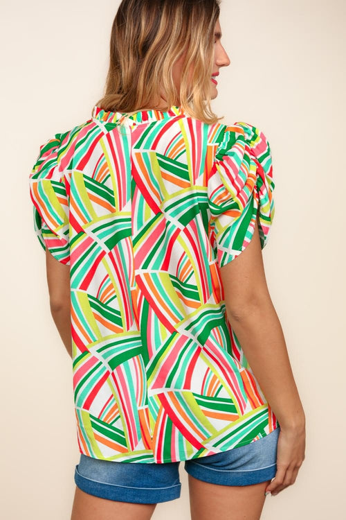 Geometric Notch Neck Top - Medium available - Cowhide and Conchos