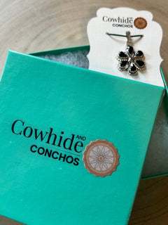 Gina Dosedo Onyx & Sterling Silver Pendant - Cowhide and Conchos