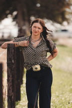 Gingham Ruffled Top - Cowhide and Conchos