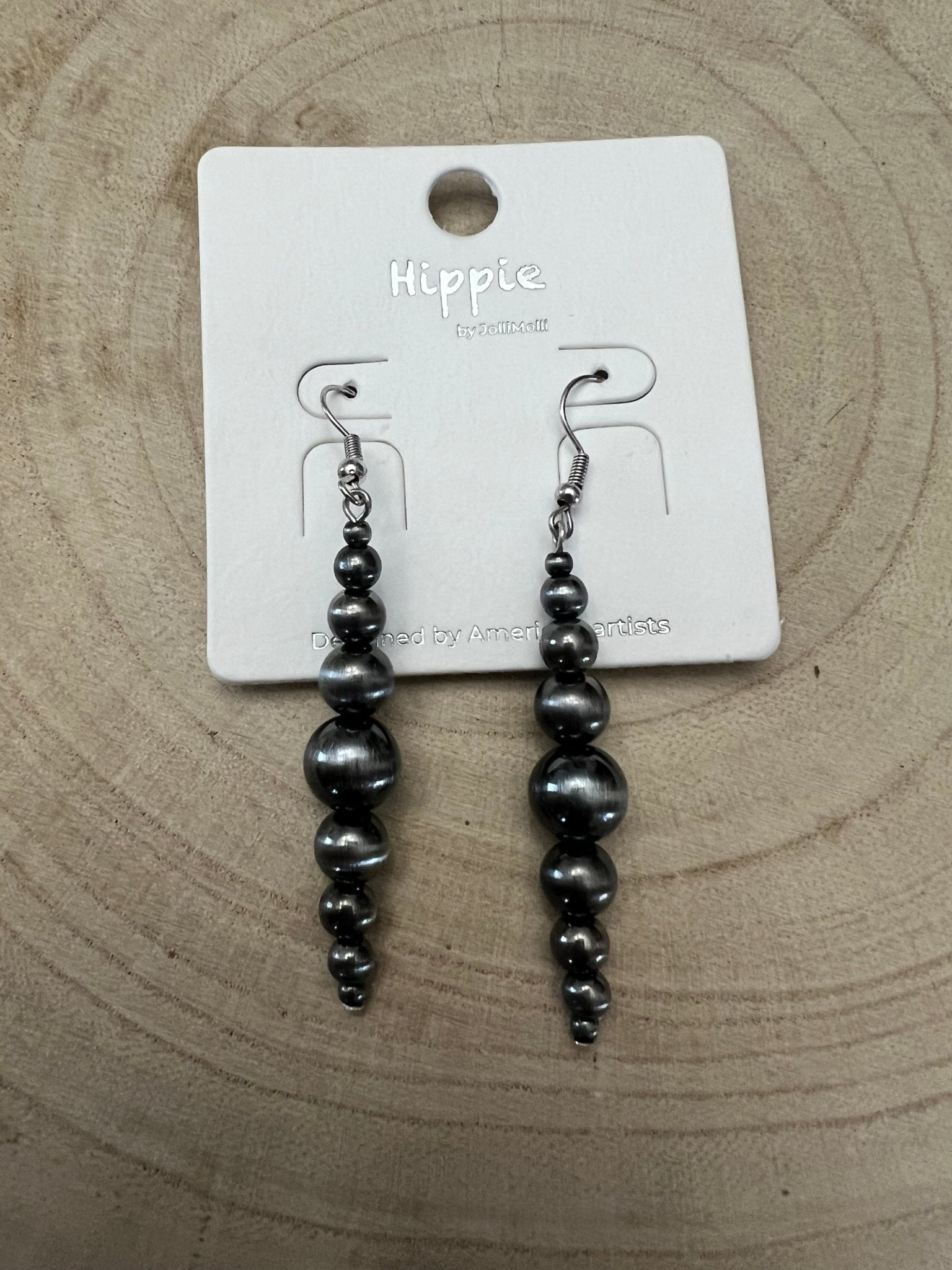 Graduated Faux Sterling Pearl Earrings - Cowhide and Conchos