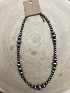 Graduated Faux Sterling Pearl Necklace - 18 inch - Cowhide and Conchos