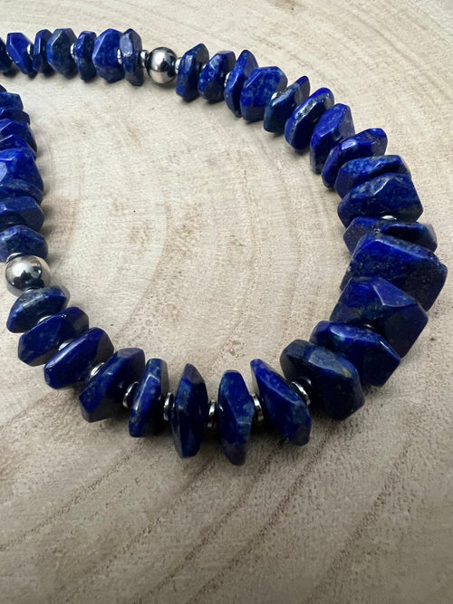 Graduated Lapis Necklace – 23 inch - Cowhide and Conchos