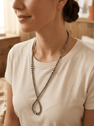Graduated Sterling Pearl Hoop Necklace — 23 inch (4-5-6-8mm) - Cowhide and Conchos