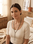 Graduated Sterling Pearl Lariat Necklace — 18 inch (with 4 inch drop, 4-5-6-8mm graduated) - Cowhide and Conchos