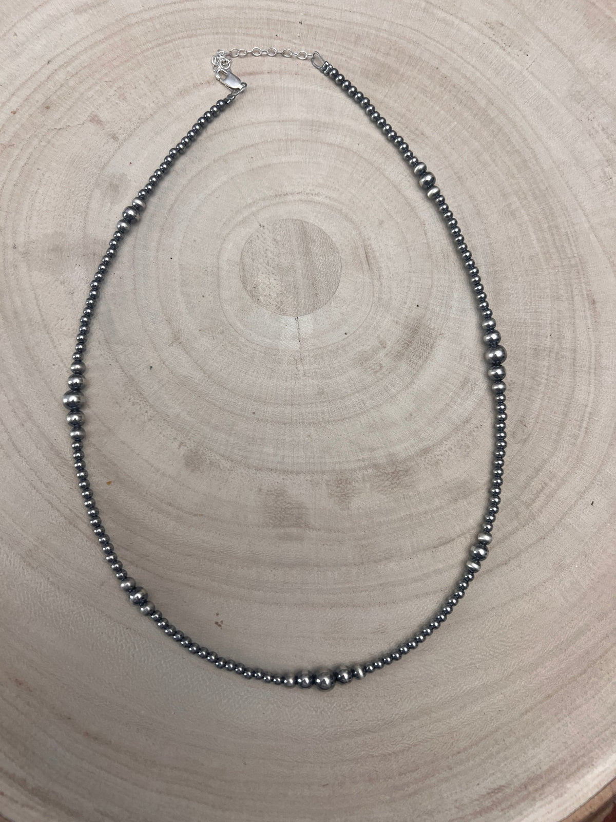 Graduated Sterling Pearl Necklace — 18 inch (3-5-6mm) - Cowhide and Conchos