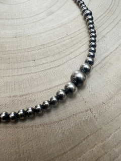 Graduated Sterling Silver Pearl Choker - 15 inch - Top Seller - Cowhide and Conchos
