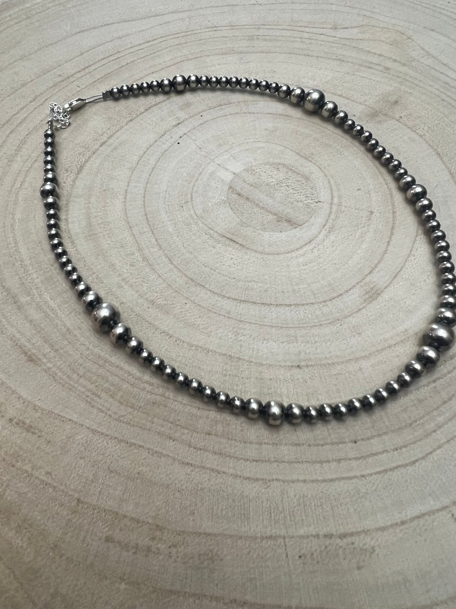 Graduated Sterling Silver Pearl Choker - 15 inch - Top Seller - Cowhide and Conchos