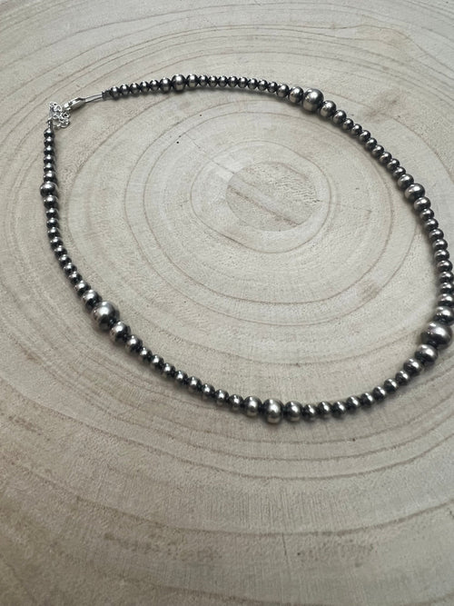 Graduated Sterling Silver Pearl Choker - 15 inch - Top Seller - Cowhide and Conchos