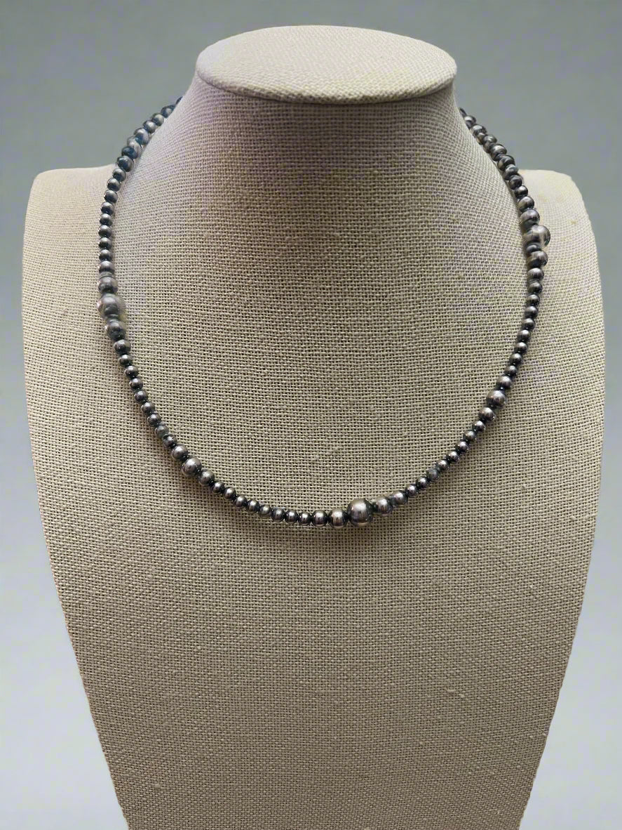 Graduated Sterling Silver Pearl Choker - 15 inch - Top Seller - Cowhide and Conchos