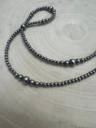 Graduated Sterling Silver Pearls Hoop necklace - 23 inch - Cowhide and Conchos