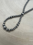 Graduated Sterling Silver Pearls Hoop necklace - 23 inch - Cowhide and Conchos