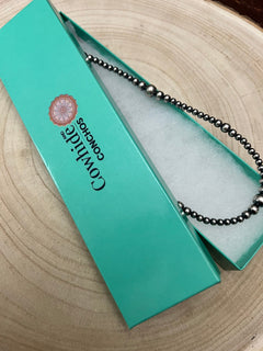 Graduated Sterling Silver Pearls necklace  - 18 inch - Very popular - Cowhide and Conchos