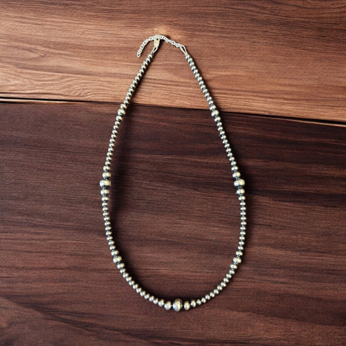 Graduated Sterling Silver Pearls necklace  - 18 inch - Very popular - Cowhide and Conchos