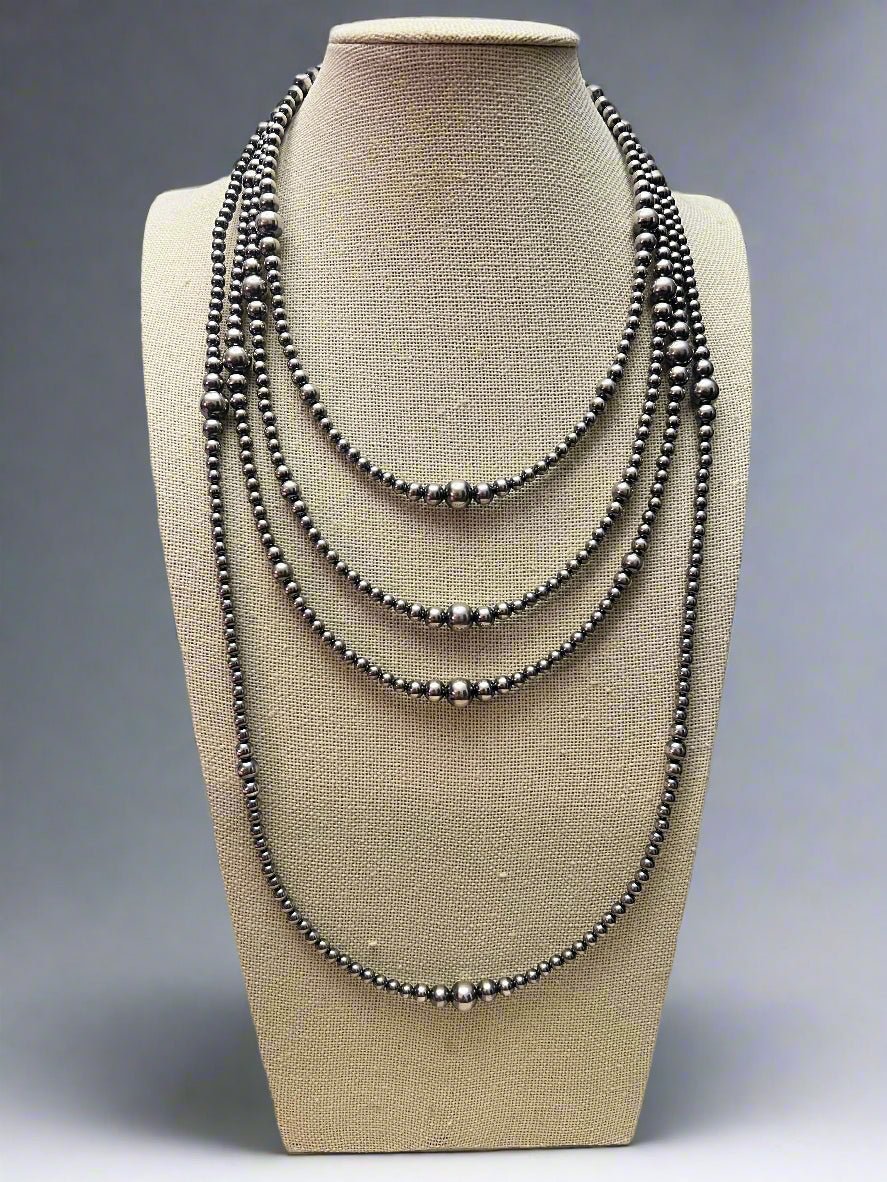 Graduated Sterling Silver Pearls necklace  - 18 inch - Very popular - Cowhide and Conchos