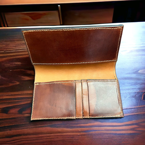 Hand Tooled Check Book Cover - Cowhide and Conchos