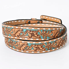 Hand Tooled Leather Belt - 32, 36, 40, and 44 inch sizes - Cowhide and Conchos