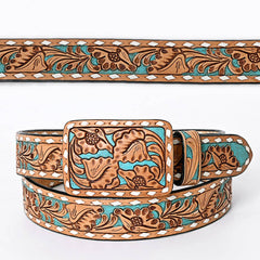 Hand Tooled Leather Belt - 32, 36, 40, and 44 inch sizes - Cowhide and Conchos