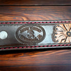 Hand Tooled Leather Belt - Will fit a 32 - 36 inch waist. - Cowhide and Conchos