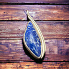 Handmade Lapis Pendant on Sterling Silver - Cowhide and Conchos