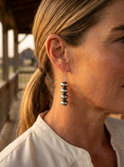Close-up of the Cowhide & Conchos Bryannen Halwood Navajo Pearl Earrings — handcrafted sterling silver Navajo pearl, refined everyday elegance.