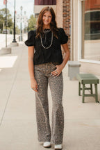 Hidden Cheetah Comfort Flares - Cowhide and Conchos