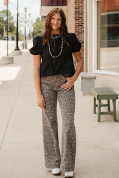 Hidden Cheetah Comfort Flares - Cowhide and Conchos