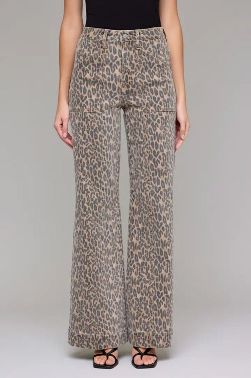 Hidden Cheetah Comfort Flares - Cowhide and Conchos
