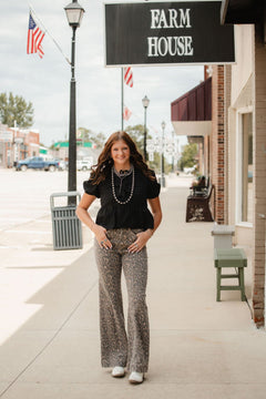 Hidden Cheetah Comfort Flares - Cowhide and Conchos