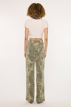 High Rise Camo Wide Leg Jeans by Kan Can - Cowhide and Conchos
