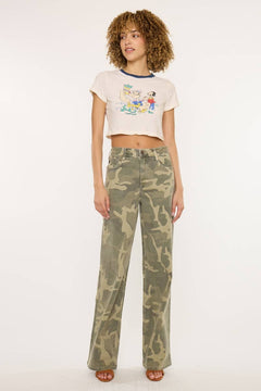 High Rise Camo Wide Leg Jeans by Kan Can - Cowhide and Conchos