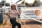 High Waist Black Coated Super Bell Pant - Cowhide and Conchos