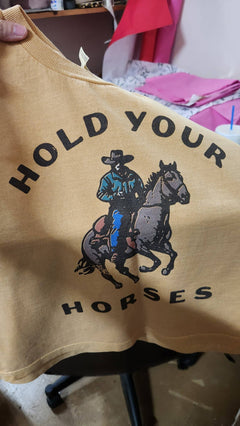Hold your Horses Muscle Tank - Cowhide and Conchos