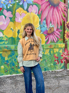 Hold your Horses Muscle Tank - Cowhide and Conchos