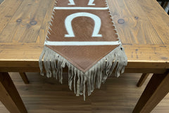 Horse and Horse Shoe with Fringes Table Runner - Cowhide and Conchos