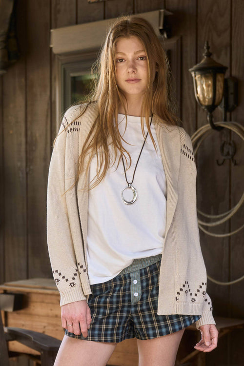 Horse Head Shawl Collar Knit Cardigan - Cowhide and Conchos