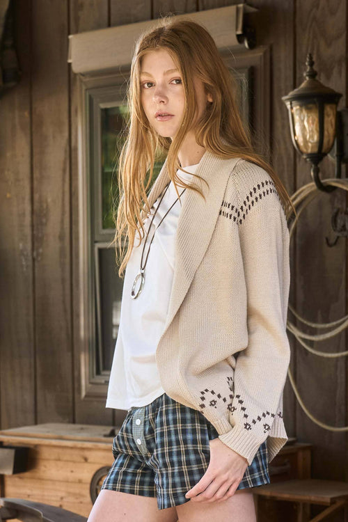 Horse Head Shawl Collar Knit Cardigan - Cowhide and Conchos