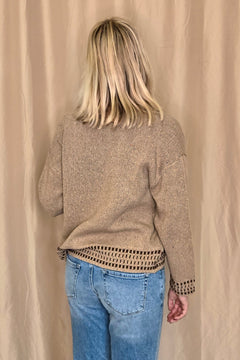 Horse Jacquard Long Long Sleeve Knit Sweater - Tan or Charcoal - Cowhide and Conchos