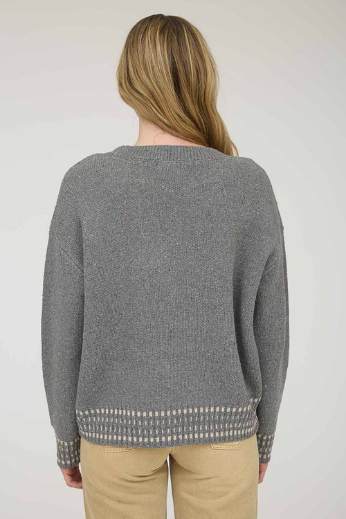 Horse Jacquard Long Long Sleeve Knit Sweater - Tan or Charcoal - Cowhide and Conchos